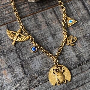 NEW Gold Scarab Charm Necklace